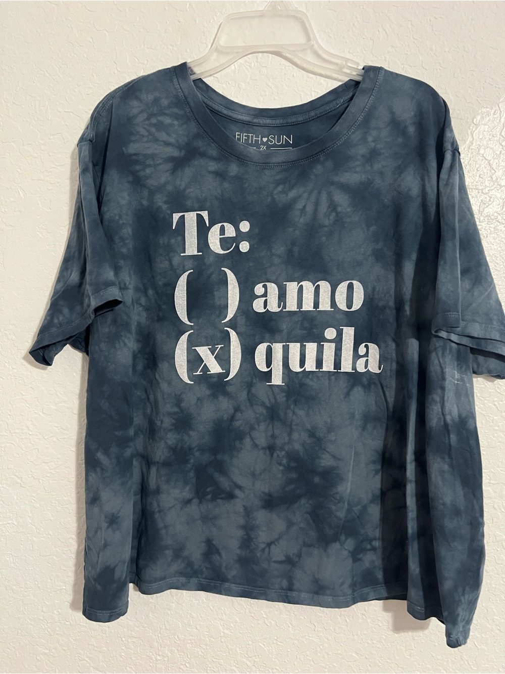 Fifth Sun Blue Tie-Dye Graphic Tee - 'Te: amo (x)quila' # 360